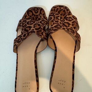 a new day Leopard Print Slide Sandals - Brown and Black